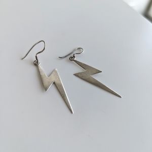 Vintage Sterling Silver Lightning Bolt Earrings
